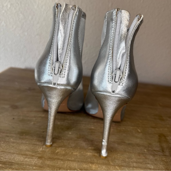 Charles David Suede Silver Mesh Peep Toe Heels Party Glam NYE Party- SIZE 7.5 - Picture 4 of 7
